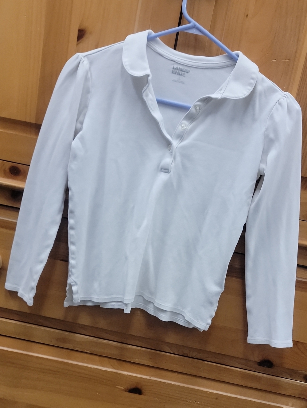 2 Lands' End White Long-Sleeve Polo with Peter Pan Collar☆☆☆school Uniform